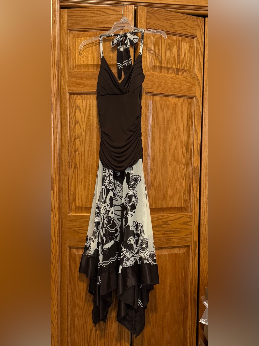 Trixxi Brown and White Floral Circle Skater Dress